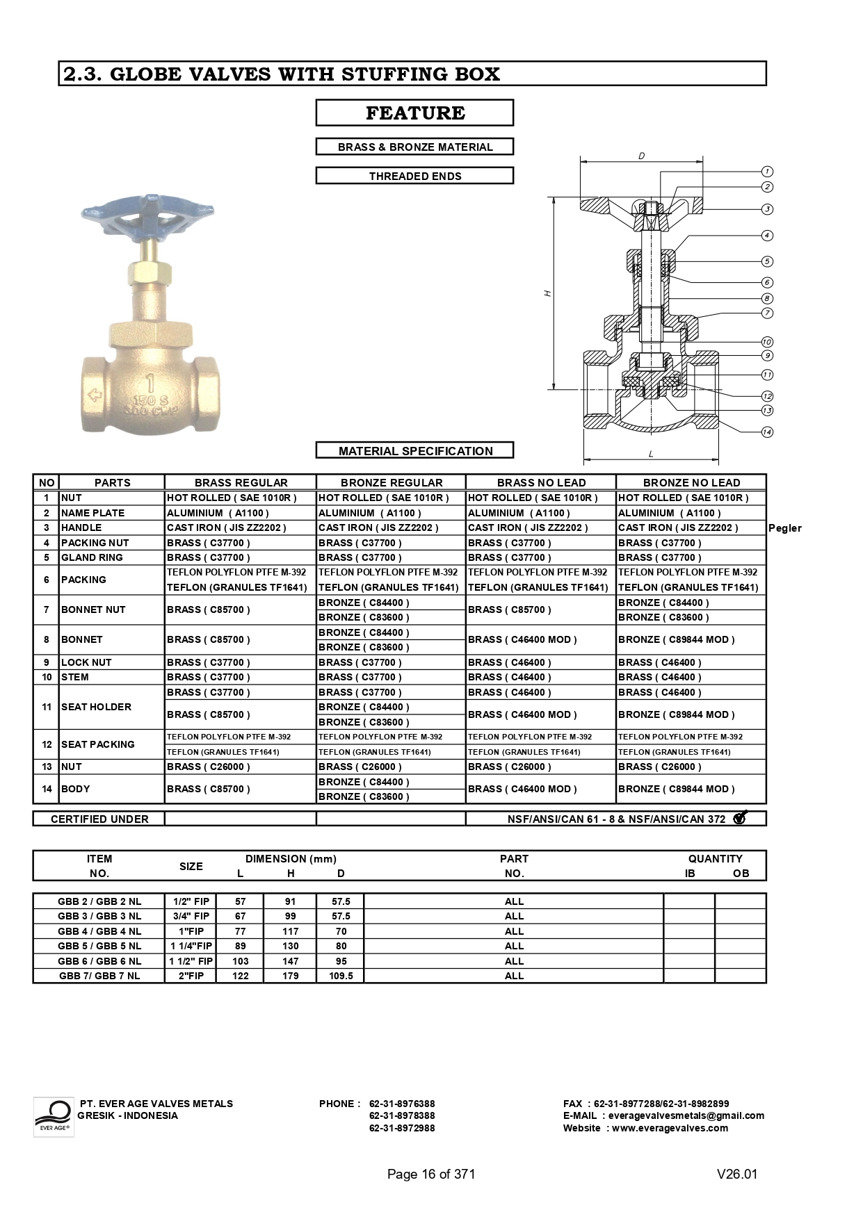 GLOBE VALVES WITH STUFFING BOX - GBB 2 - GBB 7
